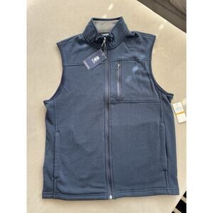 Izod Vest Sweater Fleece Men's Small Navy Blue Fleece Full Zip Pockets
